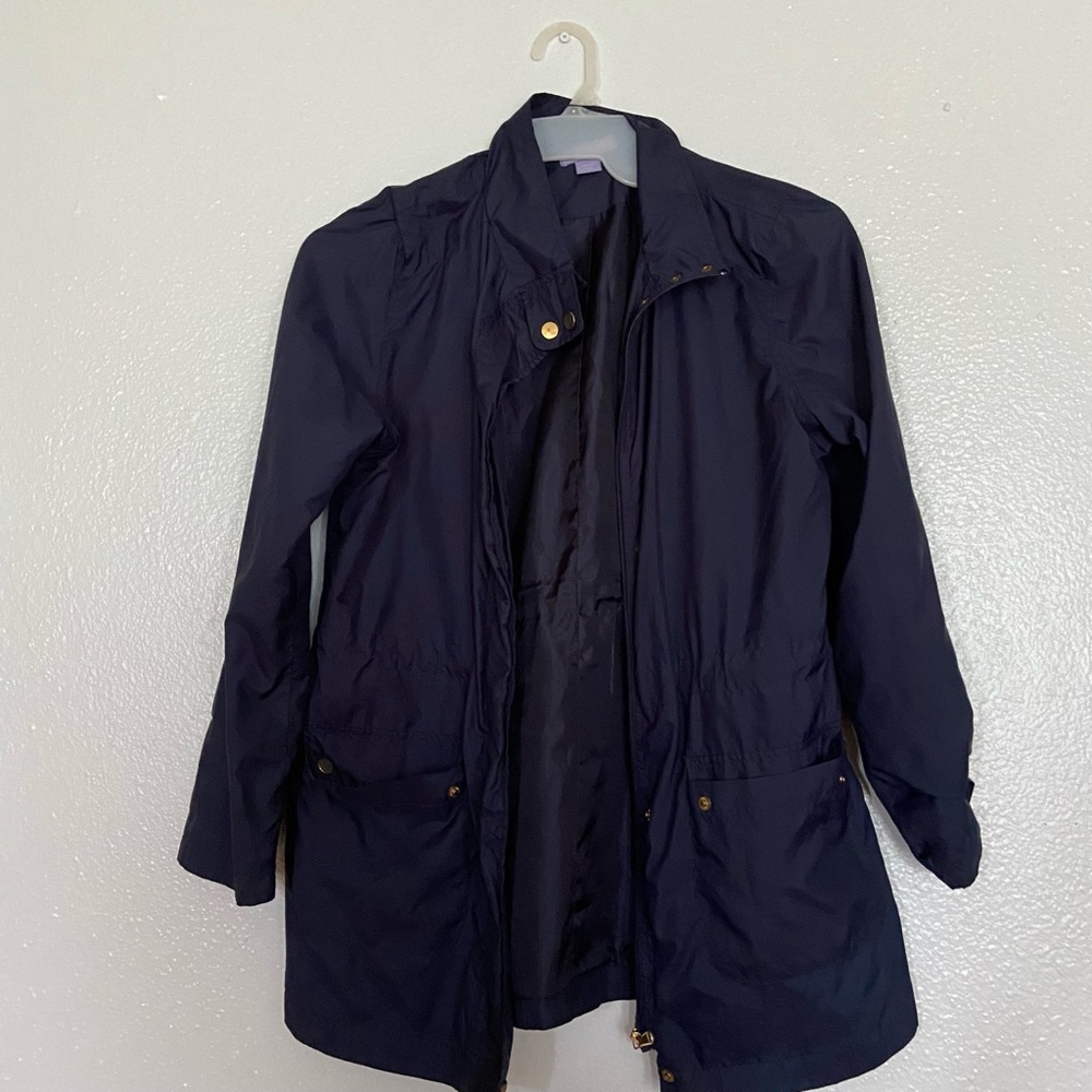 MEDIUM LAURA SCOTT NAVY RAIN COAT